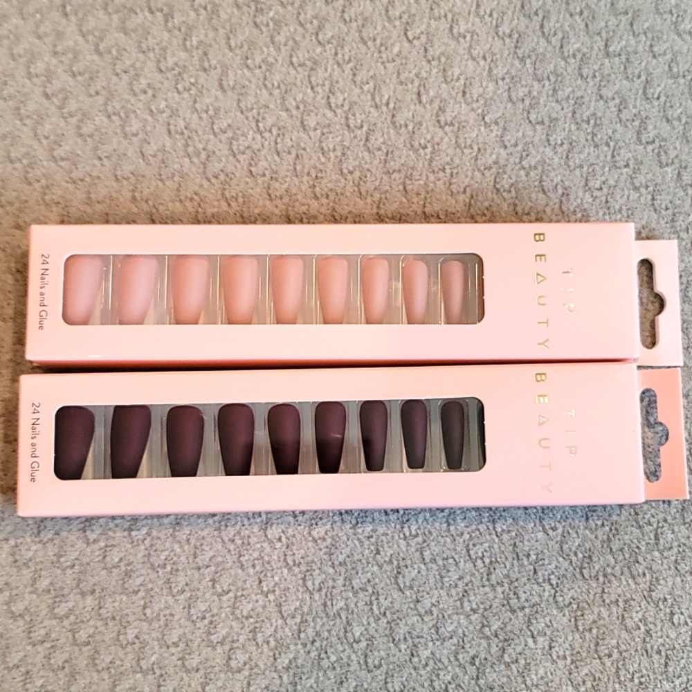 Tip Beauty Coffin Nails Sets (Maroon/Lt Blush)